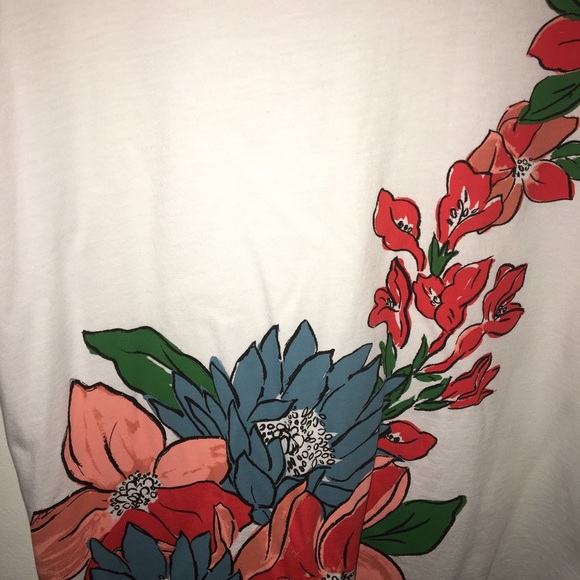 TORY BURCH NWOT AUTHENTIC 100% PIMA COTTON V-NECK FLORAL BLOUSE T-SHIRT - Picture 9 of 16